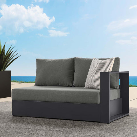 Modway Tahoe Aluminum Modular Right-Facing Outdoor Patio Loveseat in Gray Charcoal with Weather-Resistant Cushions, Couch for Garden Backyard, Poolside