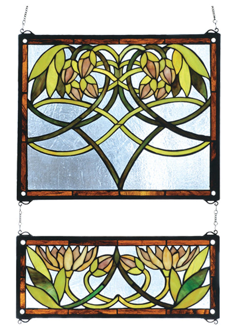 Meyda Tiffany 27233 2 Piece Waterlily Stained Glass Window, 21" Width x 26" Height
