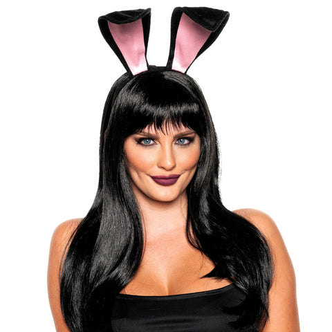 UNDERWRAPS Women's Halloween Themed Headbands - Costume Accessory for Women, Play Bunny Rabbit Ears Standard Sexy Headband Costume Accessory, Black & Pink