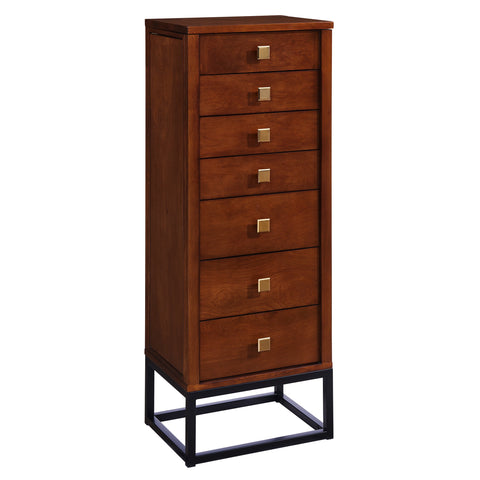 Reddaford Wood-Toned Freestanding Jewelry Armoire w/ Mirror