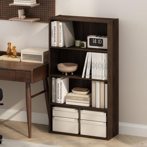 Furinno Simple Open Shelf Bookcases 4-Tier Columbia Walnut