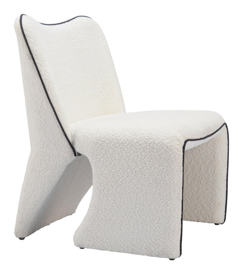 Zuo Novo Accent Chair Ivory, White Accent Chair, Modern Style, Textured Weave, Electroplated Stainless Steel Leg, Plywood, Indoor Living, 28.7" W x 26.8" D x 32.3" H, Non-Stackable
