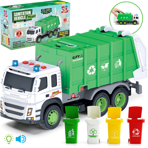 MOBIUS Toys Garbage Truck – Large 1:12 Scale Recycling Truck with Lights, Sounds & Moving Parts – Durable BPA-Free Trash Truck for Kids Ages 3–7 – Educational Toy, Gift Box