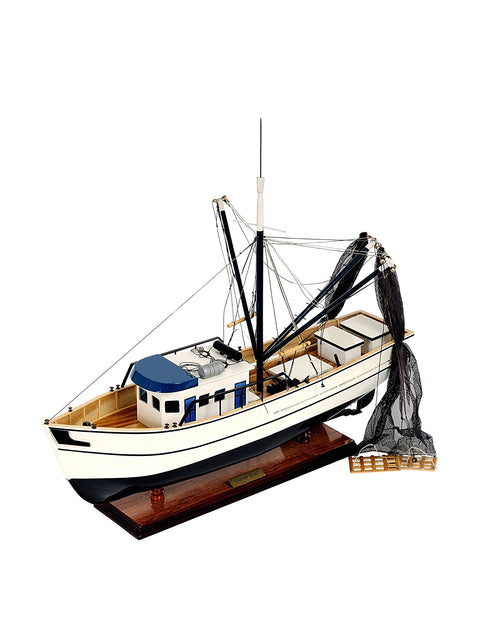 Old Modern Handicrafts Shrimp Wooden Boat Model - Fully Assembled - Crafted from Premium Wood - 25.0L x 13.5W x 22.0H Inches