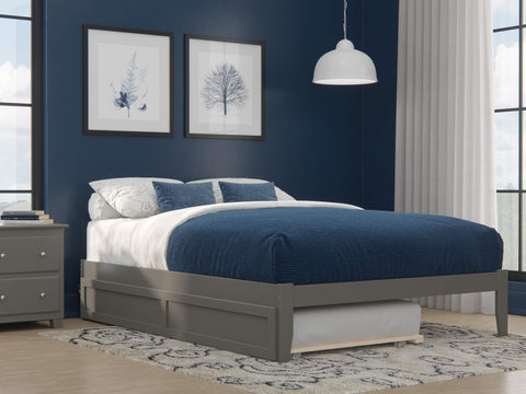 AFI Colorado Queen Size Platform Bed with Twin XL Trundle and Charging Station in Grey