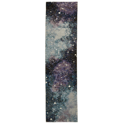 Oriental Weavers Evolution Area Rug - 0958A - 2'6" x 12' - in Midnight/Purple - Modern Industrial Style, Stain Resistant, Family and Pet Friendly, Entryway, Hallway Runner Rug