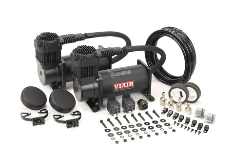 VIAIR 380C Dual Air Compressor for Air Suspension (2 Pack) 12V Continuous Duty Cycle Compressor for Air Tanks, Bags, Air Horns 200 PSI (Stealth Black)
