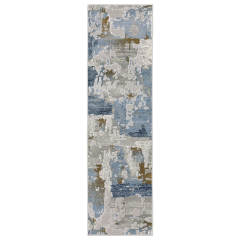 Oriental Weavers Easton Area Rug - 4518X - 2'3" x 7'6" - in Grey/Blue - Modern Style, Stain Resistant, Family and Pet Friendly, Entryway, Hallway Runner Rug
