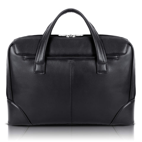 McKlein, R Series, Harpswell, Top Grain Cowhide Leather, 17" Leather Dual Compartment Laptop Briefcase, Black (88565)