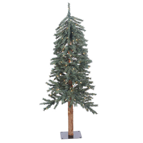 Vickerman 4' Natural Bark Alpine Artificial Christmas Tree - Warm White Italian LED Mini Lights - Faux Christmas Tree - Seasonal Indoor Home Decor - Festive Christmas Tree