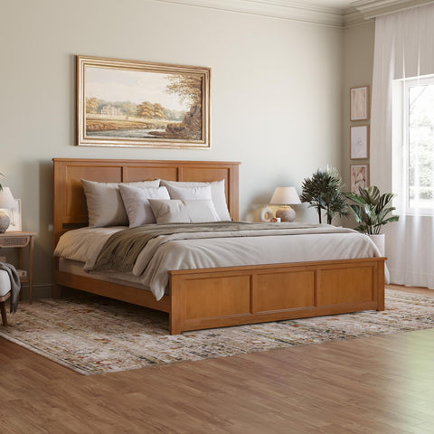 AFI, Madison King Foundation Bed with Matching Footboard, Light Toffee