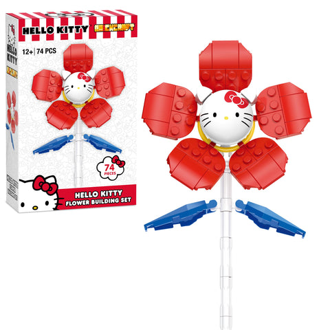 Brickcraft Officially Licensed Sanrio Hello Kitty Flower with Detailed face and Petals Included 74 Pieces Multicolored Brick Building Set