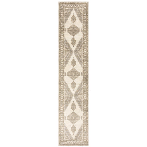 Oriental Weavers Andorra Area Rug - 298C0-2'6" x 12' - in Beige/Ivory - Vintage Inspired, Stain Resistant, Family and Pet Friendly, Entryway, Hallway Runner Rug