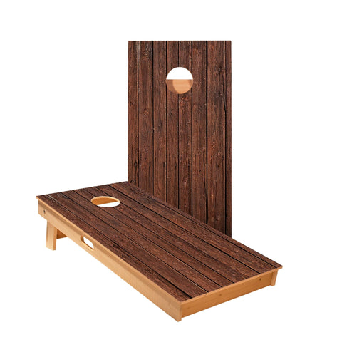 Skip's Garage Rustic Dark Wood Cornhole Boards - Includes (2) Boards (Resin Bags) + (2) Board Hole Lights