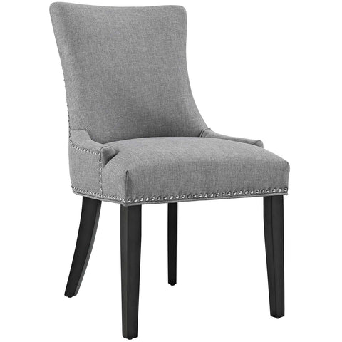 Modway Marquis Modern Upholstered Fabric Dining Chair with Nailhead Trim in Light Gray