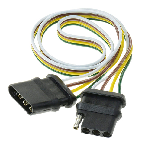 T-H Marine 4-Way Trunk Side Trailer Wire Connector – 24 in Trailer Wiring Extension with Color-Coded Wires for 12V DC Vehicle to Trailer Brake Turn Tail Light Hookup
