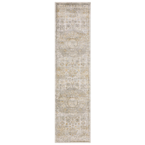 Oriental Weavers Windham Hand-Made Wool Blend Area Rug - WIN05-2'6" x 10' - in Grey/Gold - Vintage Inspired, Hand-Made Wool Blend Rugs, Entryway, Hallway Runner Rug