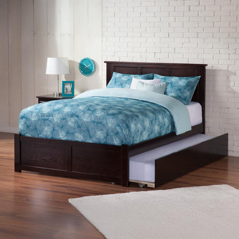 AFI Madison Queen Size Platform Bed with Footboard & Twin XL Trundle in Espresso