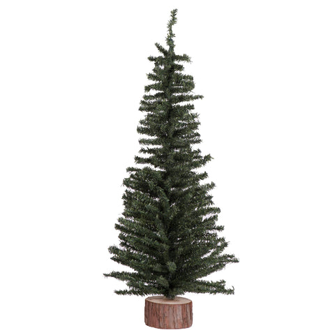 Vickerman 24" Mini Pine Artificial Christmas Tree - Unlit - Seasonal Indoor Home Decor - Decorative Wood Base - Reliable and Durable - Realistic Looking Tree