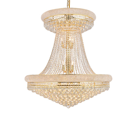 Elegant Lighting 1800G36SG/RC Primo Collection 28-Light Large Hanging Fixture Royal Cut Crystals, Gold Finish