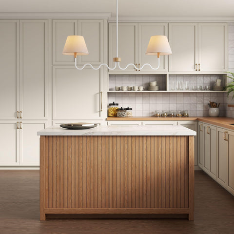 Modway Sunlit Squiggle Arm 2-Light Pendant Fixture in Natural White