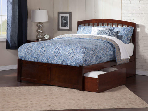 AFI Richmond Platform Flat Panel Footboard and Turbo Charger with Urban Bed Drawers, King, Walnut