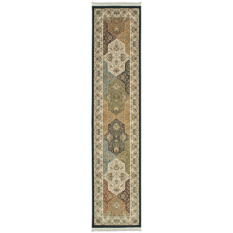 Oriental Weavers Masterpiece Area Rug - 1331X - 2'3" x 10' - in Navy/Multi - Vintage Inspired, Stain Resistant, Family and Pet Friendly, Entryway, Hallway Runner Rug