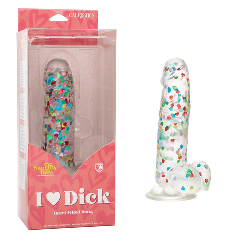 CalExotics Naughty Bits I Love Dick Heart-Filled Dong, Multi-Colored