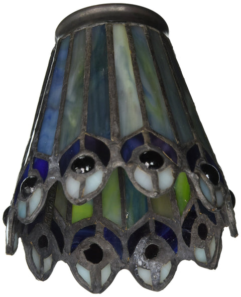 Meyda Tiffany 27474 Jeweled Peacock Fan Light Shade, 4" Width