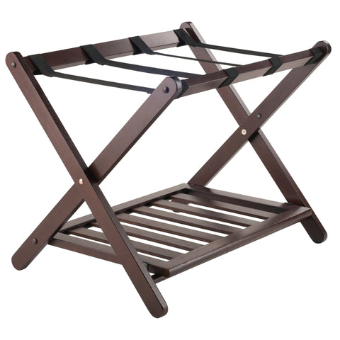 Winsome Remy Luggage Rack with Storage Shelf, for Guest Room, No Assembly, Cappuccino