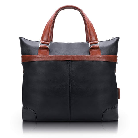 McKleinUSA EASTWARD, Pebble Grain Calfskin Leather, 15" Two-Tone, Laptop & Tablet Briefcase, Black (18392), 15"x4.5"x14"