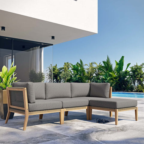 Modway Clearwater Sectional, 4-Piece Set, Gray Graphite