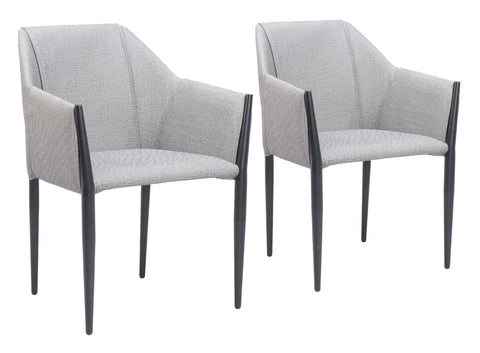 Zuo Andover Dining Chair (Set of 2) Slate Gray, Gray Dining Chair, Cozy Polyester Linen Fabric, Plywood, Indoor Dining, 23.2" W x 24.4" D x 33.5" H