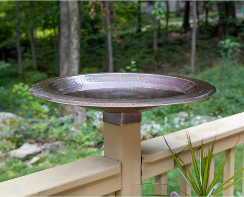 Achla Designs BBHC-23P 23" Hammered 4x4 Post birdbath, Copper Plated