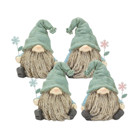 Melrose Set of 4 Resin Gnome with Blue Finish 85436DS