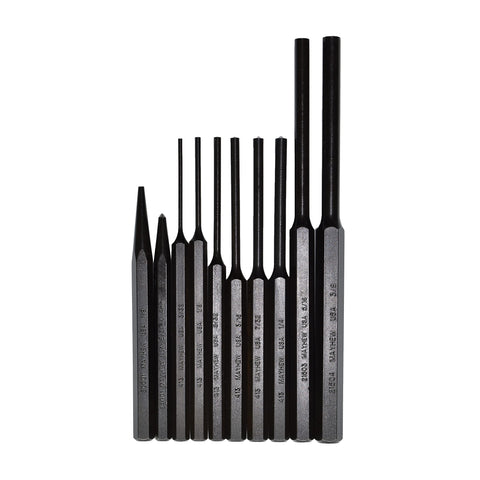 Mayhew Tools 62077 Mixed Punch Set, 10-Piece, Black oxide finish