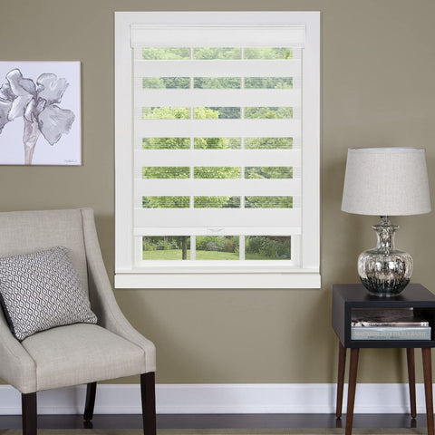 Cordless Celestial Sheer Double-Layered Window Roller Shade - 32 Inch Width x 72 Inch Length (White) - Light Filtering Vinyl Window Privacy Blinds for Bedroom & Dining Room by Achim Home Décor
