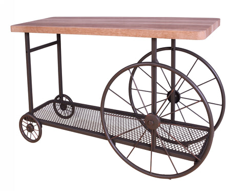 Acme Francie Rectangular Wooden Console Table with Shelf in Oak and Antique Gray