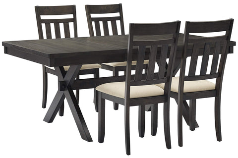 Hayden 5-Piece Dining Table Set For 4 Slate - Table & 4 Slat Back Chairs