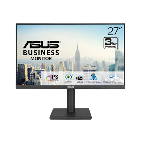ASUS 27” 1080P Business Monitor (VA27DQFS) - IPS, Frameless, 100Hz, 1ms, Adaptive-Sync, HDMI, DisplayPort, VGA, for Working and Gaming, Ergonomic Design, Blue Light Filter, Flicker Free, 3 yr warranty