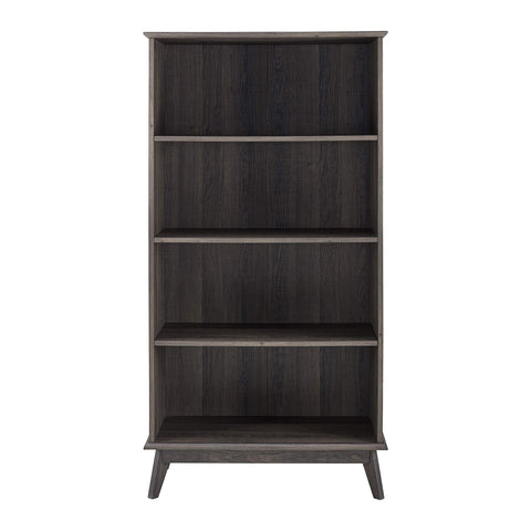 Caffoz Newport Series Wooden Tall Modern 5 Tier Bookcase Book Shelf Media Storage Organizer | Sturdy and Stylish | Easy Assembly | Smoke Oak Wood Look Accent Living Room Home Office Furniture