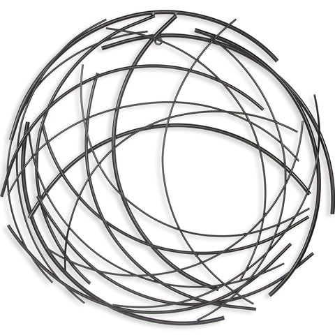 Cheung's Denine Abstract Round Metal Wall Art - Handcrafted Modern 25" Black Sculpture for Living Room