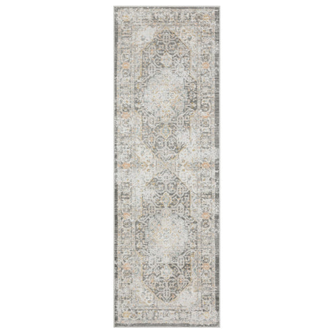 Oriental Weavers Cavett Area Rug - CAV02-2'7" x 7'9" - in Grey/Orange - Vintage Inspired, Stain Resistant, Family and Pet Friendly, Entryway, Hallway Runner Rug