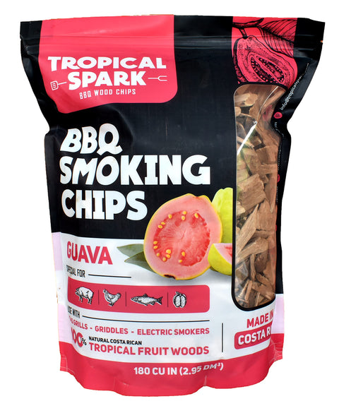 Tropical Spark Wood Chips | Perfect for BBQ, Smoking, Grilling, Bake, Roast, Braise | Premium 100% All-Natural | Guava | 180 cu in Bag