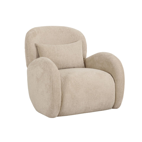 Pasargad Home Moderno Beige Accent Chair, Plush Comfort with Wooden Sphere Base for Living Room, Bedroom, Home