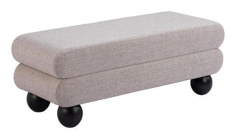 Zuo Davao Bench Gray, Gray Bench, Modern Style, Plain Fabric, Comfy and Durable Polyester Fabric, Plywood, Indoor Living, 45.3" W x 17.3" D x 18.1" H
