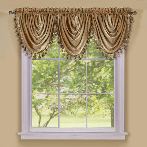ACHIM Soft Waterfall Valance Window Curtains - 46 Inch Width, 40 Inch Length - Ombre (Sandstone) - Light Filtering Decorative Polyester Drapes for Bedroom Living & Dining Room Home Decor