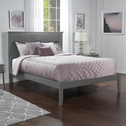 AFI Nantucket Queen Size Platform Bed with Charging Station in Grey