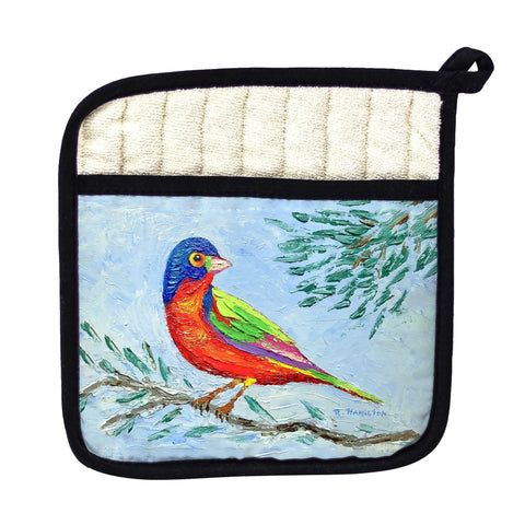 Palette Painted Bunting Pot Holder - 9x9