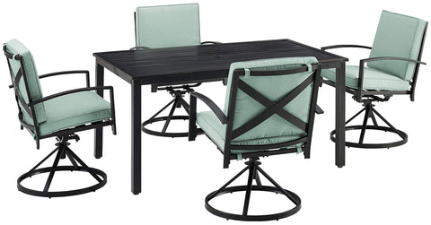 Kaplan 5Pc Outdoor Dining Set Mist/Oil Rubbed Bronze - Table & 4 Swivel Chairs
